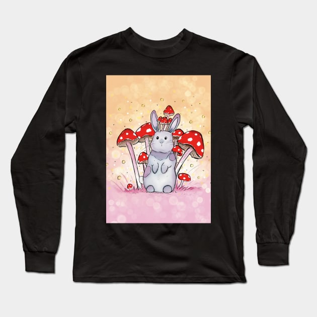 Mushroom Bunny Long Sleeve T-Shirt by WillowGrove